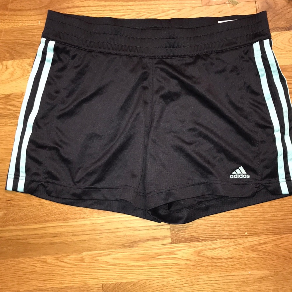 Mint Green Striped and Black Athletic Shorts